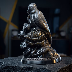 Papağan Silver Obsidiyen Obje - Orijinal Şifalı Kristal - Görsel 2