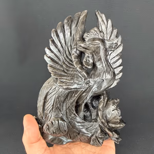 Papağan Silver Obsidiyen Obje - Orijinal Şifalı Kristal - Görsel 2