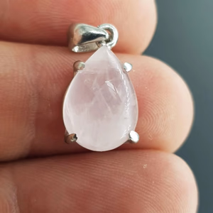Pembe Kuvars Kolye Ucu Gümüş - Orijinal Şifalı Kristal - Görsel 1