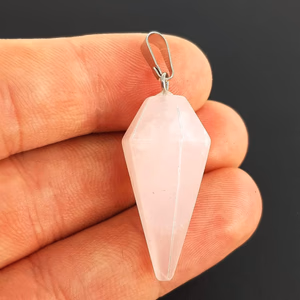 Pembe Kuvars Kolye Ucu / Pandül - Orijinal Şifalı Kristal - Görsel 2