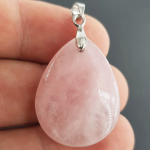 Pembe Kuvars Kolye Ucu - Orijinal Şifalı Kristal - Görsel 2