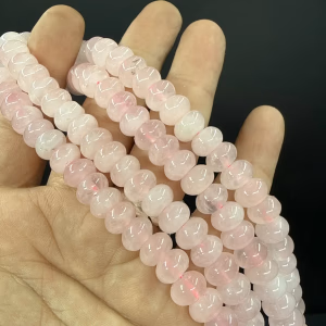 Pembe Kuvars Rondela 10x6 mm - Orijinal Şifalı Kristal - Görsel 1