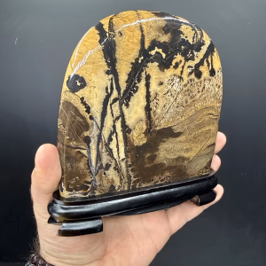 Picture Jasper Obje Ahşap Standlı - Orijinal Şifalı Kristal - Görsel 1