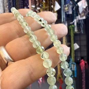 Prehnite Faset Dizi 6 mm - Orijinal Şifalı Kristal - Görsel 1