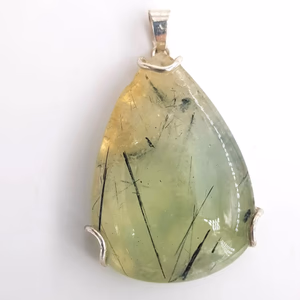 Prehnite Kolye Ucu (Gümüş) - Orijinal Şifalı Kristal - Görsel 1