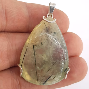 Prehnite Kolye Ucu (Gümüş) - Orijinal Şifalı Kristal - Görsel 2