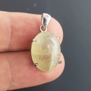 Prehnite Kolye Ucu (Gümüş) - Orijinal Şifalı Kristal - Görsel 2
