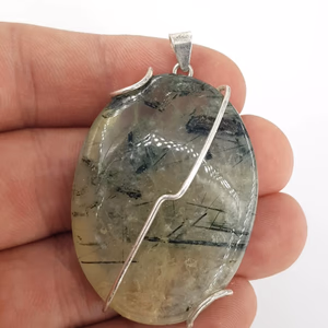 Prehnite Kolye Ucu (Gümüş) - Orijinal Şifalı Kristal - Görsel 2