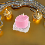 Premium Esanslı Sessiz Harmoni Pembe Kuvars Plaka Mum Orijinal Kristal Detay Görseli 1