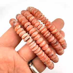 Rodokrozit Rondela Bileklik 9x5mm - Orijinal Şifalı Kristal - Görsel 1