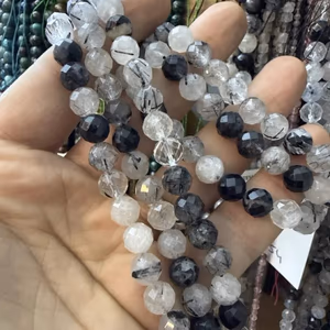 Rutil Kuvars Faset Dizi 8 mm - Orijinal Şifalı Kristal - Görsel 1