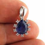 Safir Kolye Ucu (Gümüş) Orijinal Kristal Detay Görseli 2