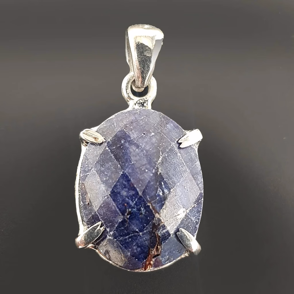 Safir Kolye Ucu (Gümüş) İncele ve Satın Al Safir Kolye Ucu (Gümüş) - Orijinal Doğal Taş ve Şifa Kristali Görsel 1