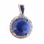 Safir Kolye Ucu (Gümüş) Orijinal Kristal Detay Görseli 1