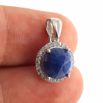 Safir Kolye Ucu (Gümüş) Orijinal Kristal Detay Görseli 2