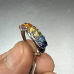 Safir Yüzük Gümüş Orijinal Kristal Detay Görseli 1