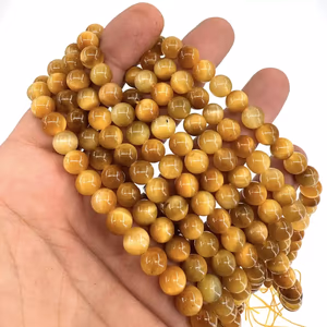 Sarı Kaplangözü Dizi 8mm - Orijinal Şifalı Kristal - Görsel 1