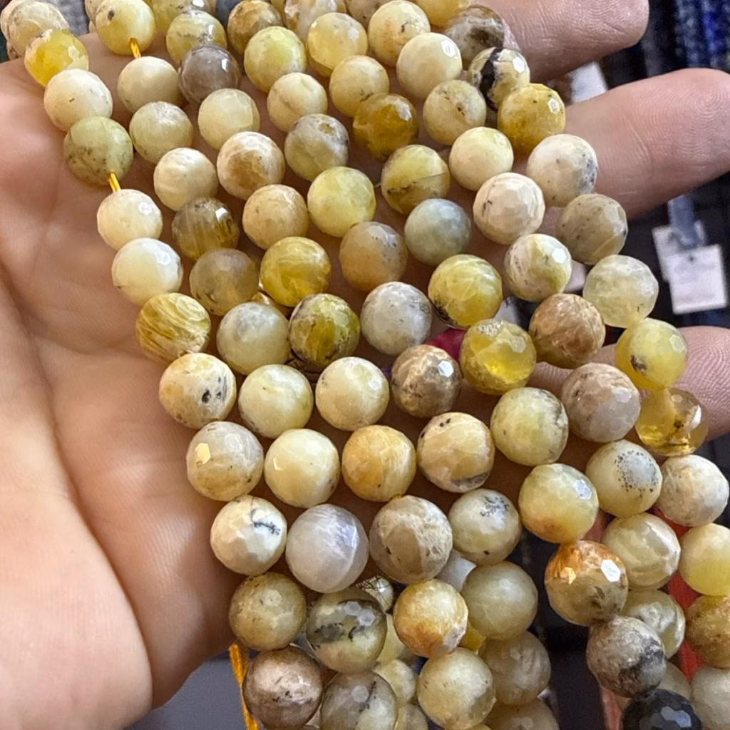 Sarı Opal Faset Dizi 8 mm - Orijinal Doğal Taş ve Şifa Kristali Görsel 1