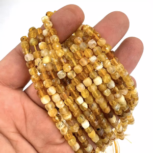 Sarı Opal Küp Dizi 5mm - Orijinal Şifalı Kristal - Görsel 1