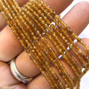 Sarı Turmalin Dizi Faset 2 mm - Orijinal Şifalı Kristal - Görsel 1