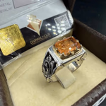 Sertifikalı Emperial Topaz Erkek Yüzük (Gümüş) AAA Orijinal Kristal Detay Görseli 2