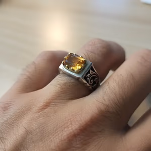Sertifikalı Emperial Topaz Erkek Yüzük (Gümüş) AAA - Orijinal Şifalı Kristal - Görsel 1