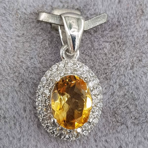 Sitrin Kolye Ucu (Gümüş) - Orijinal Şifalı Kristal - Görsel 1