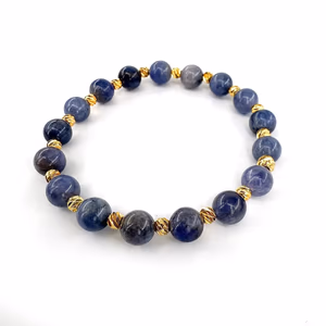 Tanzanit Bileklik 8mm Gold - Orijinal Şifalı Kristal - Görsel 1