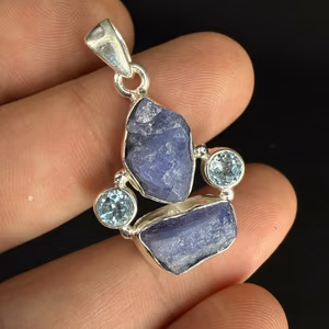 Tanzanit / Topaz Kolye Ucu Gümüş - Orijinal Şifalı Kristal - Görsel 1
