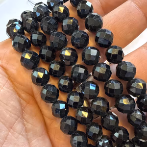Turmalin Faset Dizi 8 mm - Orijinal Şifalı Kristal - Görsel 1