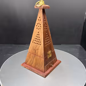 Tütsülük Piramit Ahşap - Orijinal Şifalı Kristal - Görsel 2