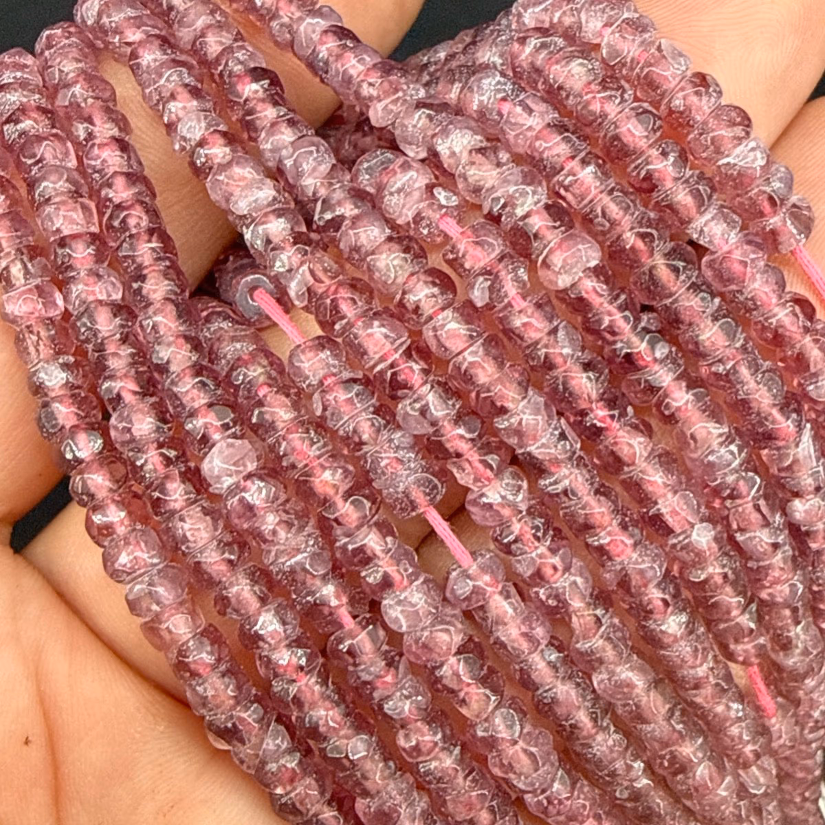 Çilek Kuvars Dizi Faset 4mm