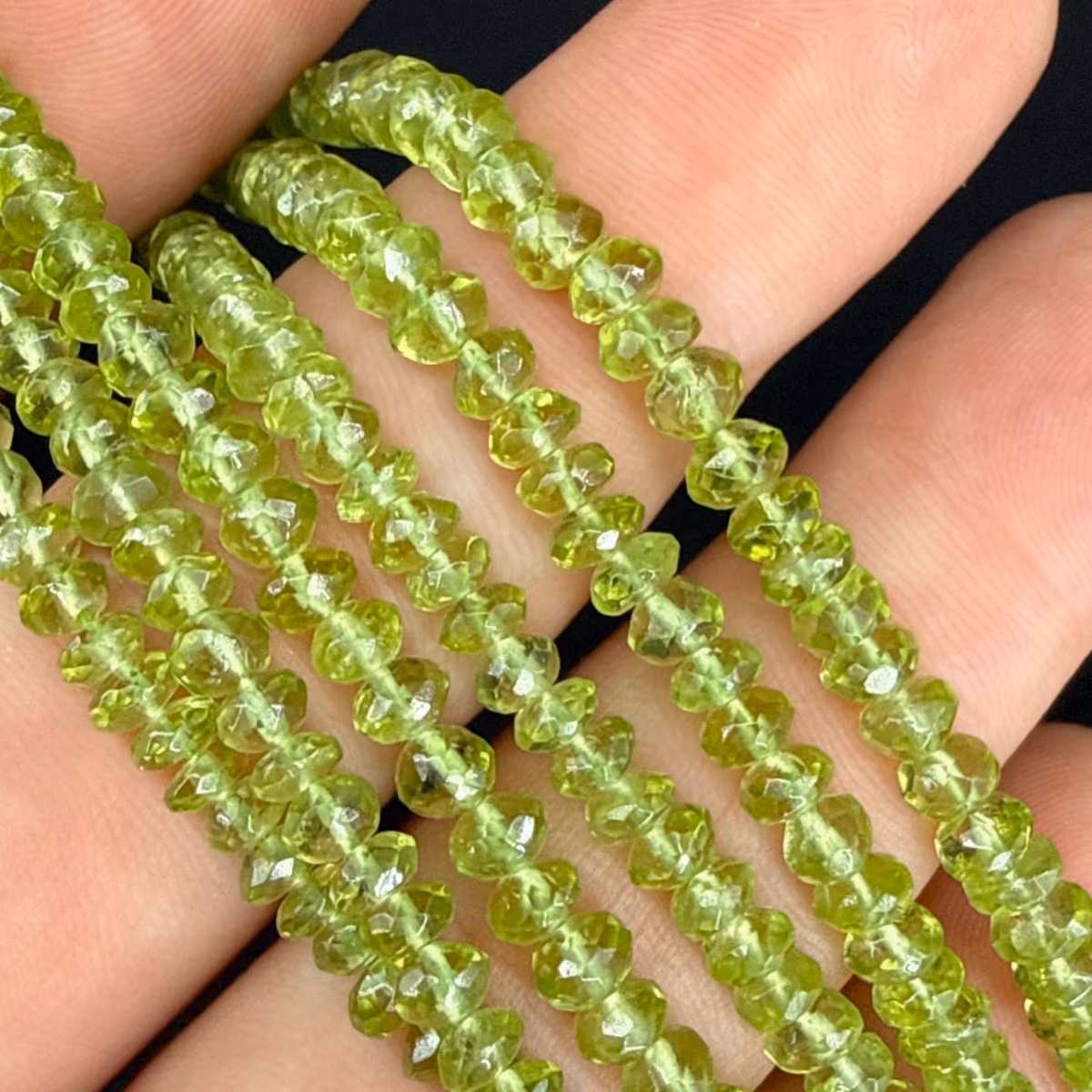 Zeberced Olivin Dizi Rondela Faset 4mm